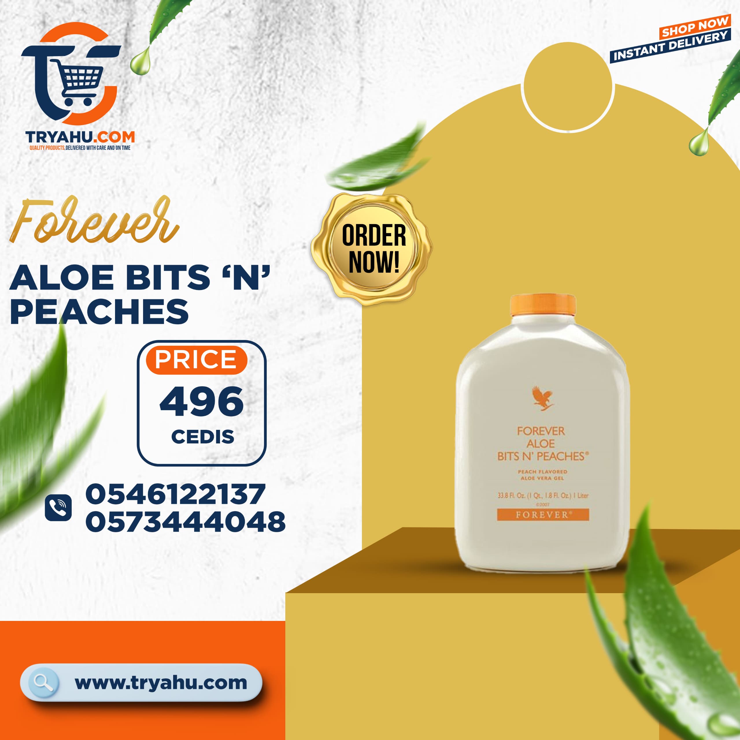 Forever Aloe Bits N  Peaches | Natural Aloe & Peach Wellness Drink